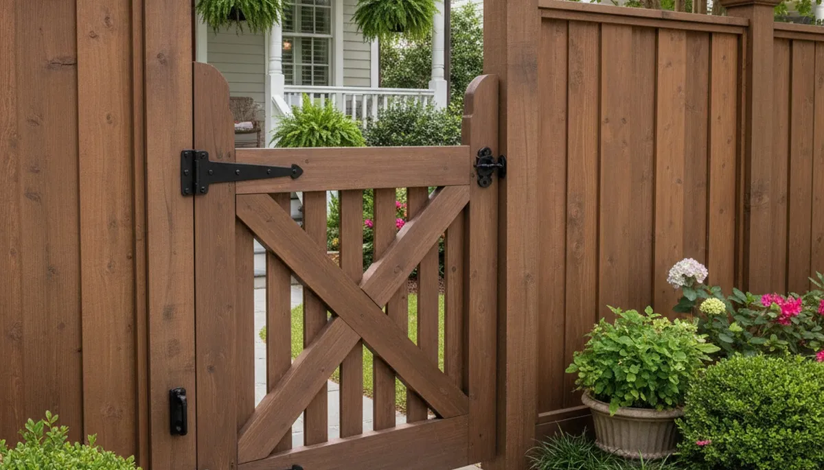 Custom gate and fence installation with matching design by Chop Chop Landscaping in Charleston, SC