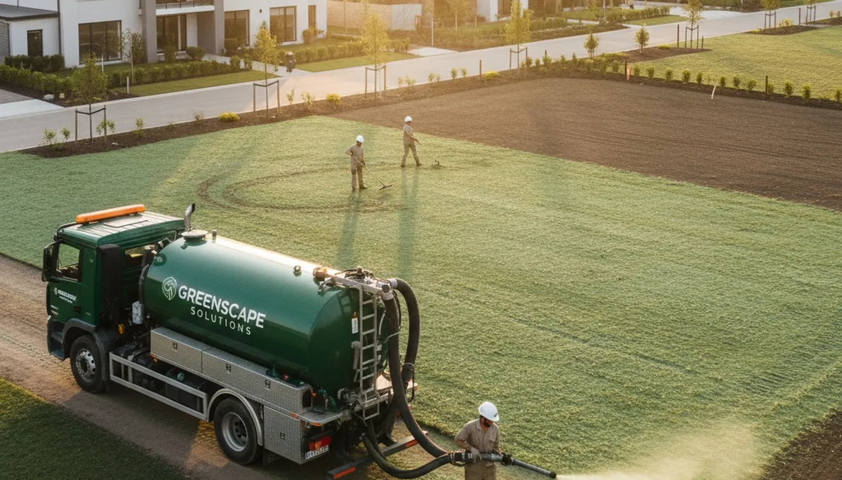 Professional hydroseeding on coastal lawn by Chop Chop Landscaping in Charleston, SC