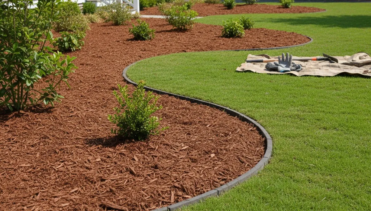 Professional mulch bed edging with crisp borders in Charleston SC by Chop Chop Landscaping