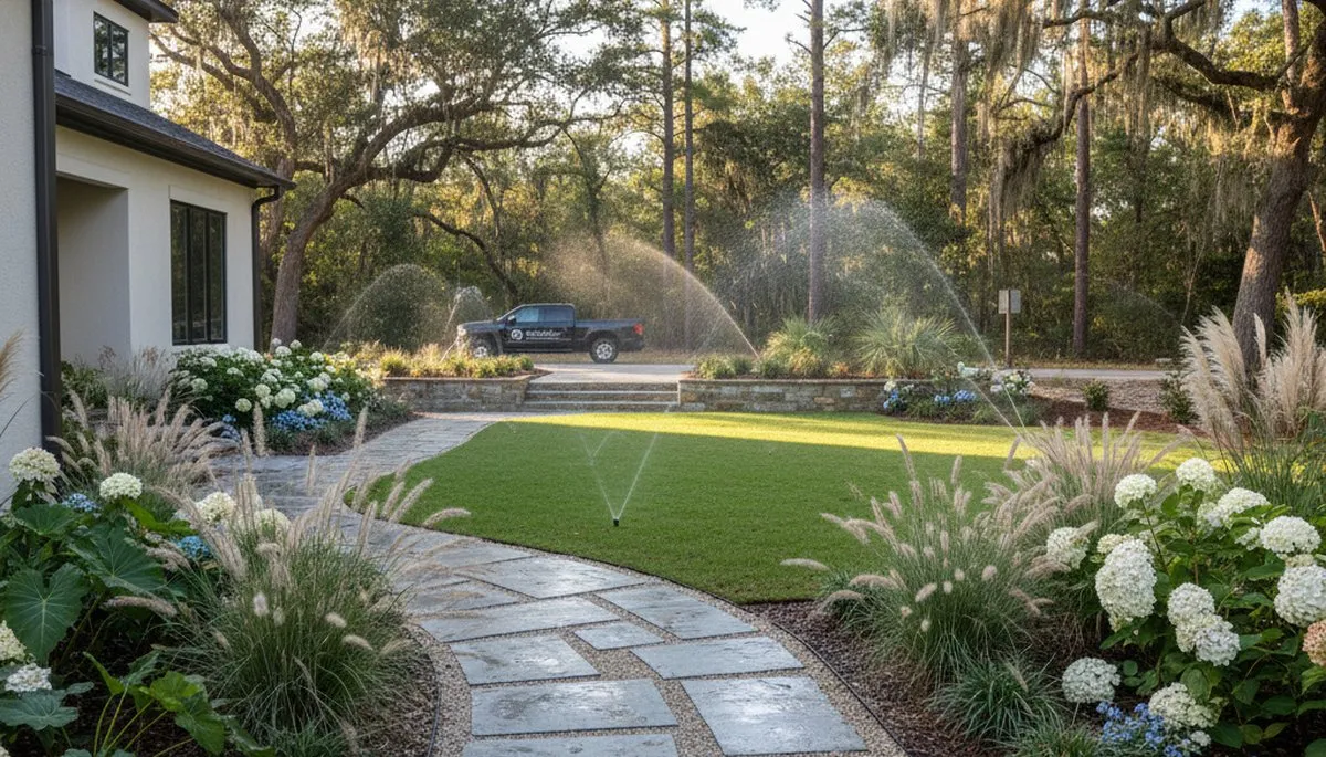 Charleston SC landscaping team designing a custom outdoor living space with lush plantings