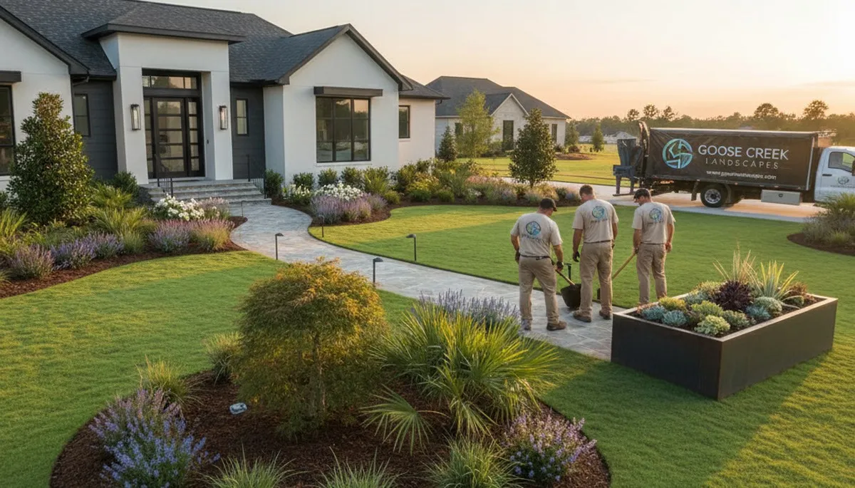 Charleston, SC landscaping design team creating a custom outdoor living space