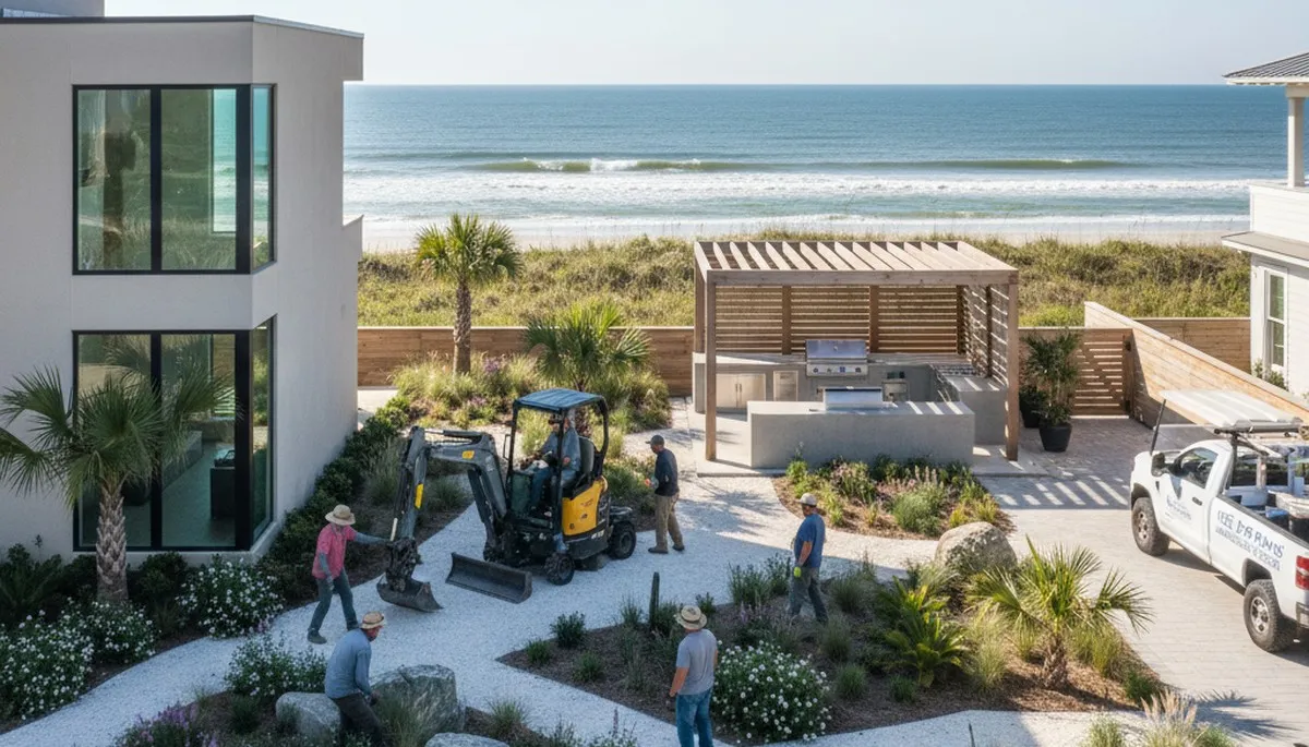 Charleston, SC landscaping team designing a custom yard for a residential property