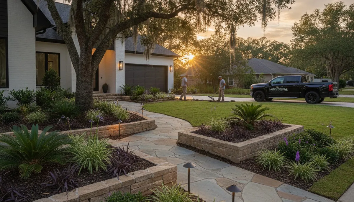 Charleston, SC landscaping team designing a custom outdoor landscape for a residential property