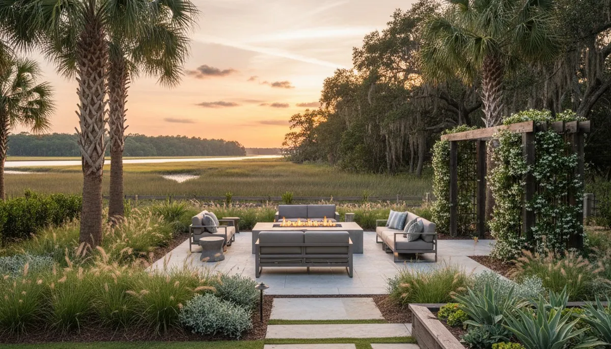 Charleston, SC landscaping design team creating a custom outdoor living space