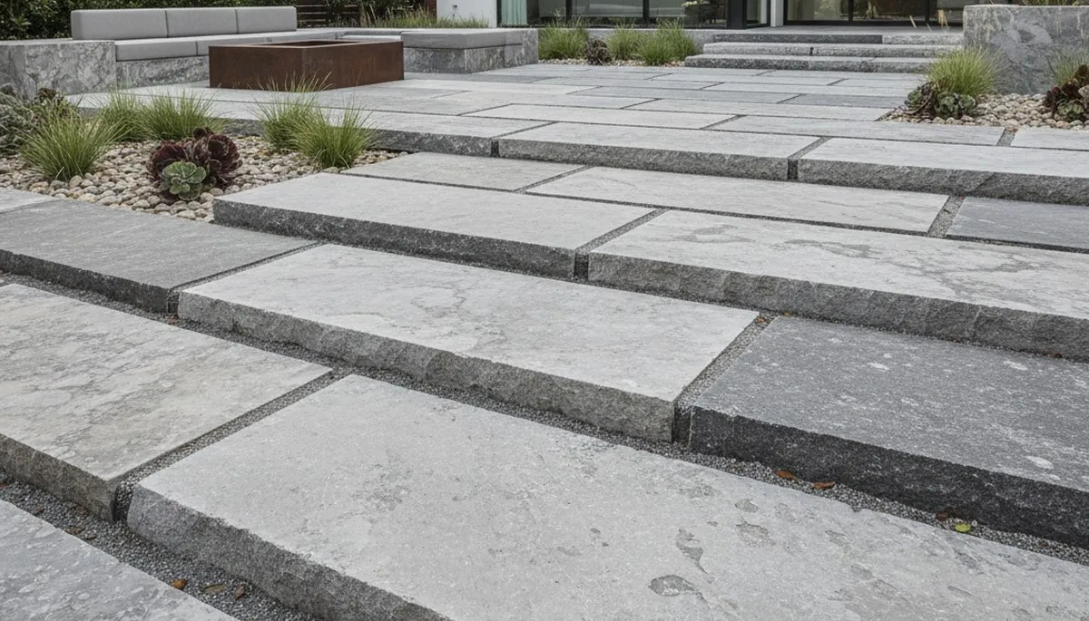 Modern large-format stone paver installation by Chop Chop Landscaping in Charleston, SC